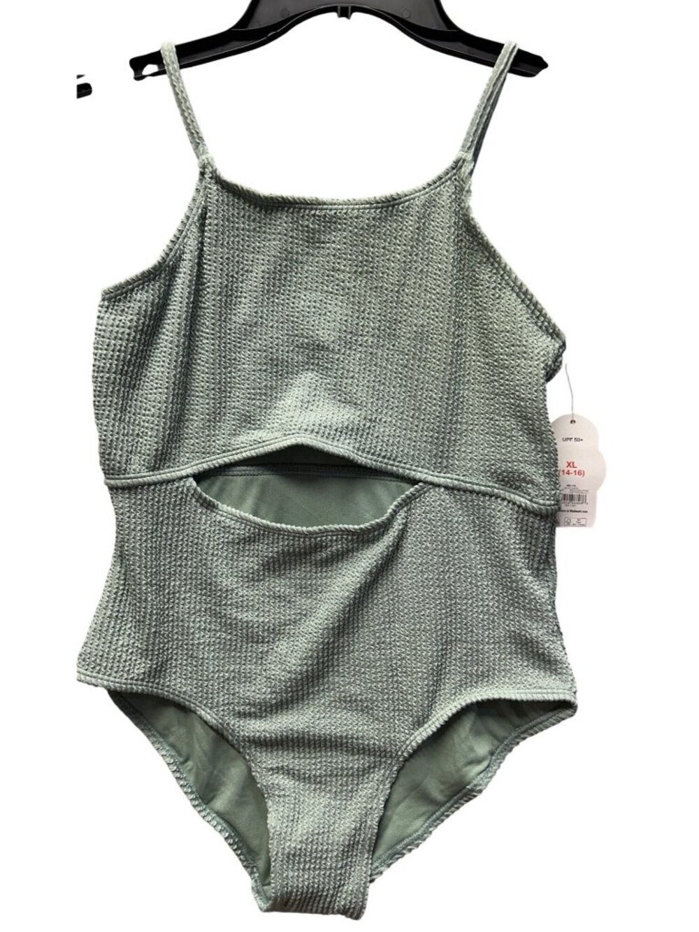 Wonder Nation Girls Size XL (14-16) Textured Mint Green One-Piece Swimsuit